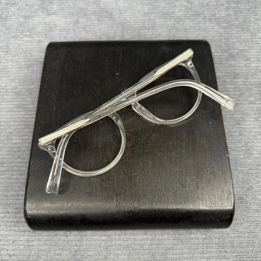 Warby Parker Haskell Eyeglasses Crystal Clear Round Frames 49-22-145 Glitter